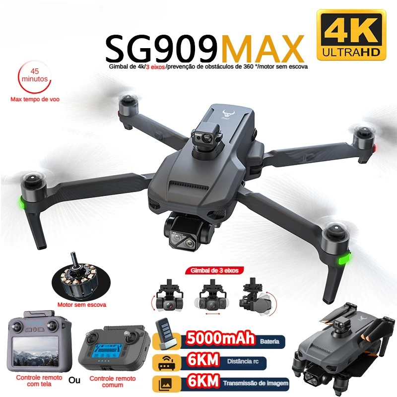 Drone Camera Professional - プロのドローン,4kカメラ,3軸ジンバル,5g,ZLL-SG909障害物回避,タッチスクリーン,fpv,ブラシレス,rc,zll,360
